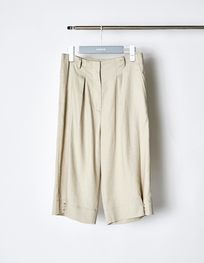 Side Button Half Pants / beige