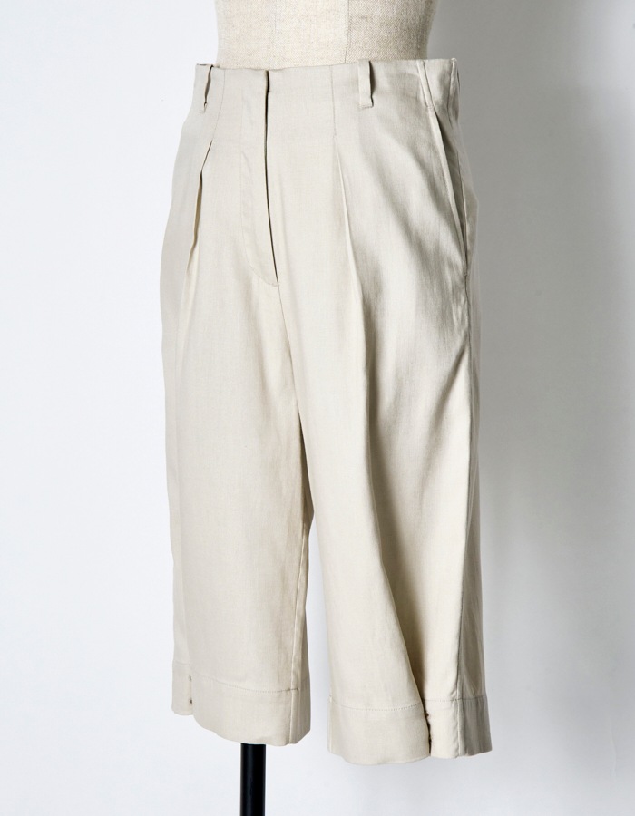 Side Button Half Pants / beige