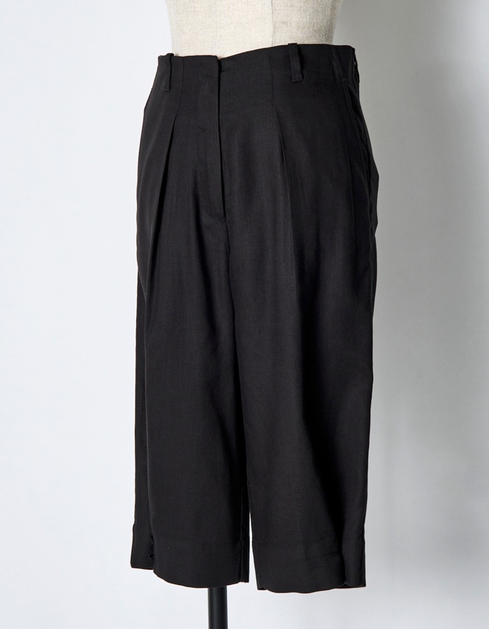 Side Button Half Pants / black