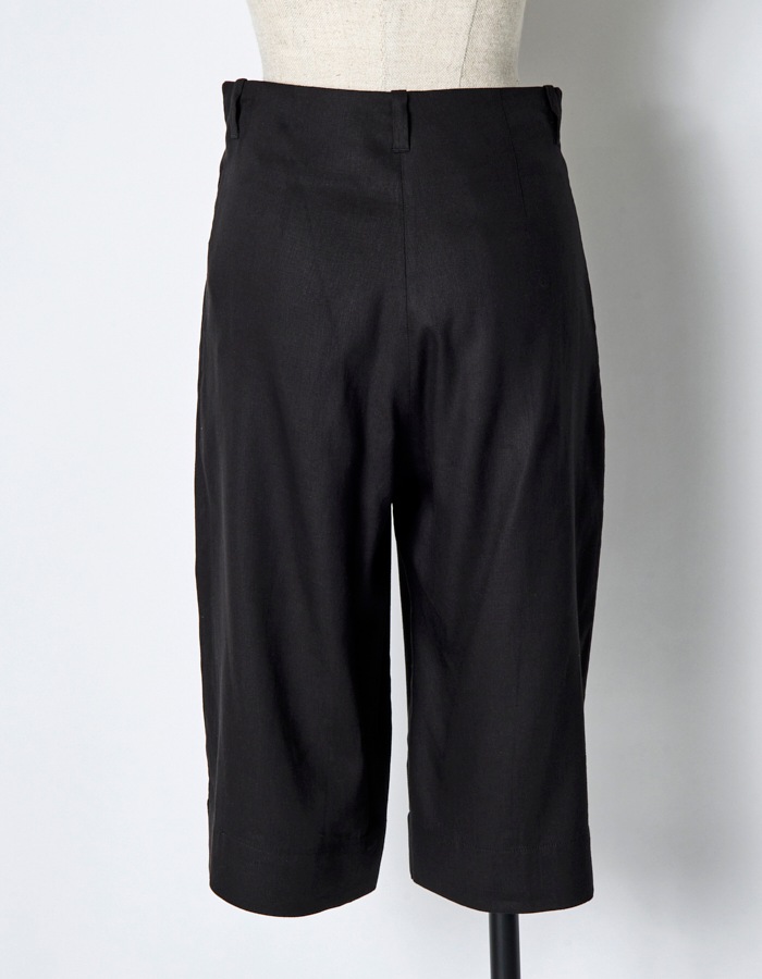 Side Button Half Pants / black