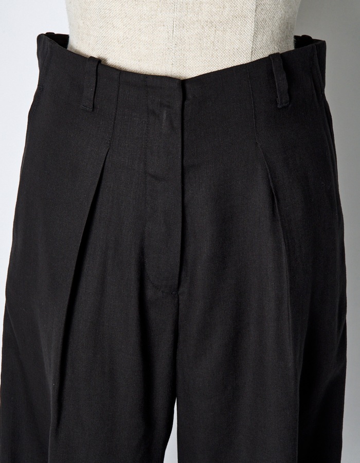 Side Button Half Pants / black