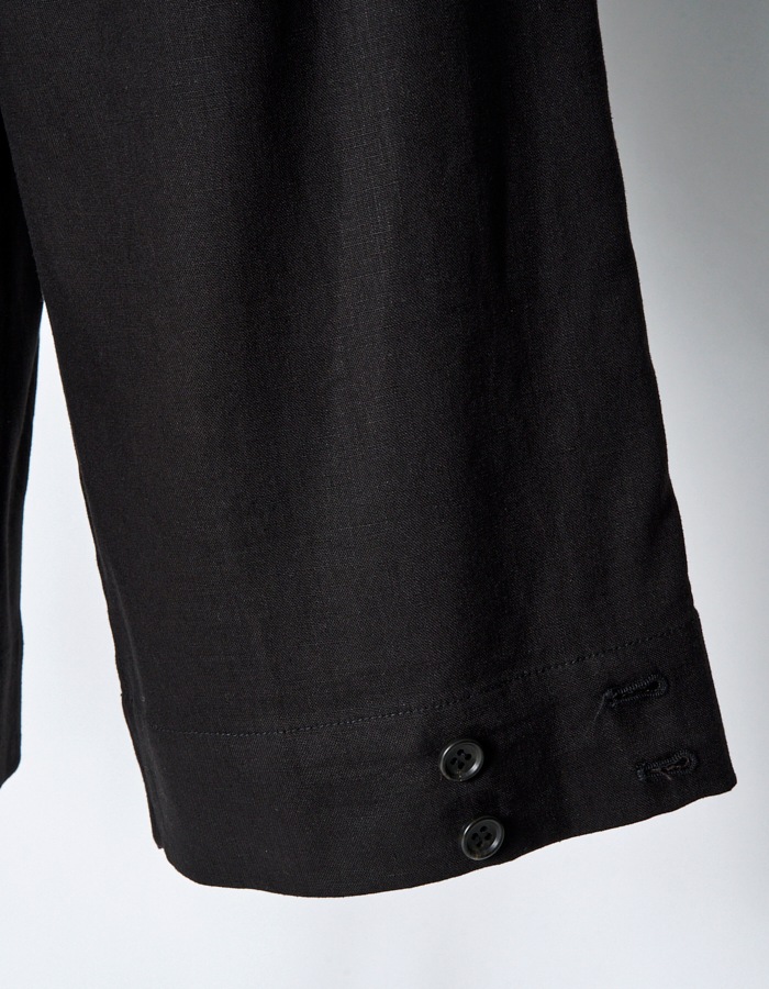 Side Button Half Pants / black