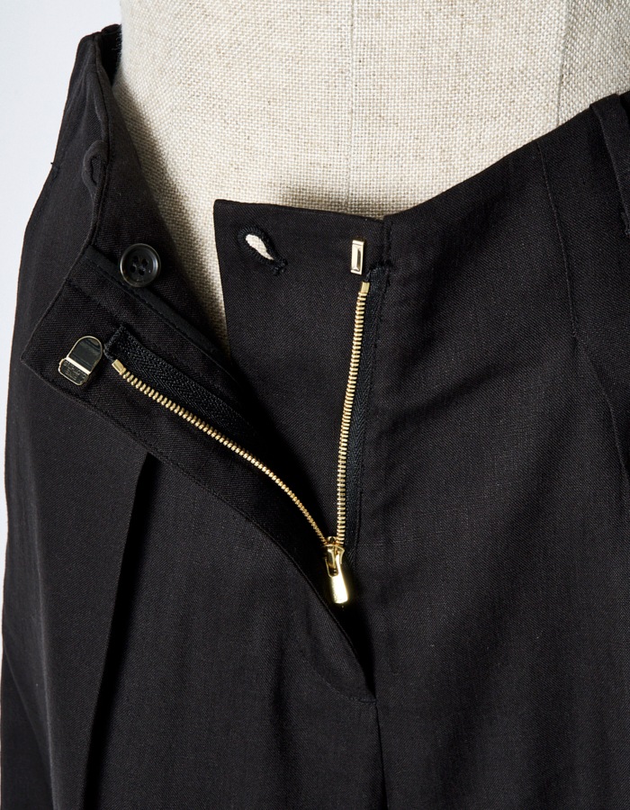 Side Button Half Pants / black