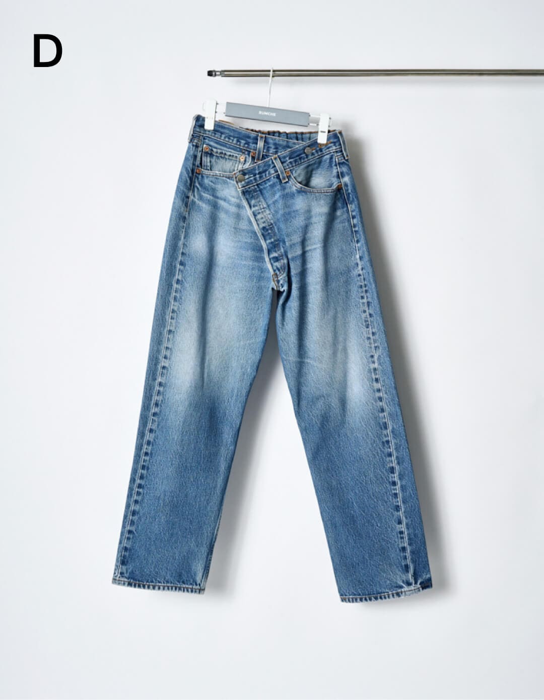 ベイクルーズ購入　リーバイス　リメイクデニム　フリンジ付き ジーンズ Remake Denim Trousers / medium blue | REMAKE | RUMCHE