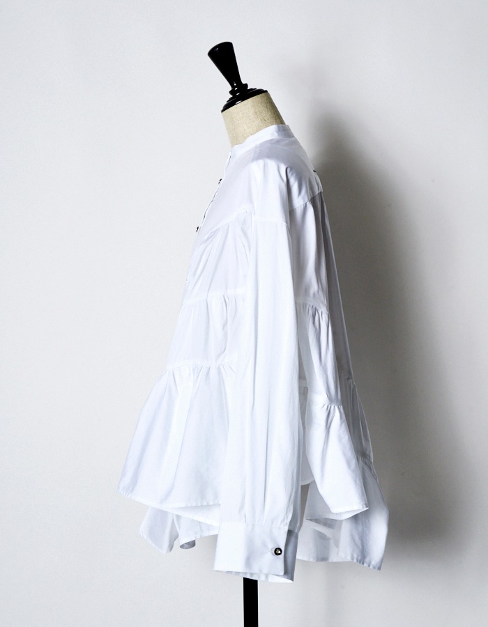 Typewriter Gathered Blouse / white