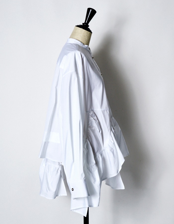 Typewriter Gathered Blouse / white