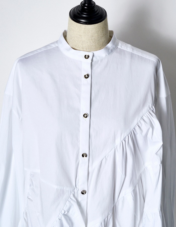Typewriter Gathered Blouse / white