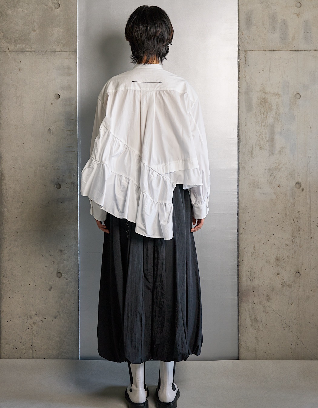 Typewriter Gathered Blouse / white