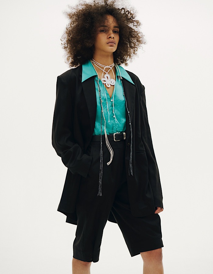 Tapa Pattern Embroidery Shirt / green