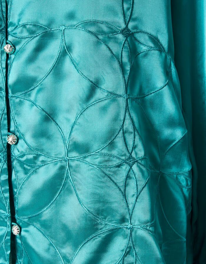 Tapa Pattern Embroidery Shirt / green