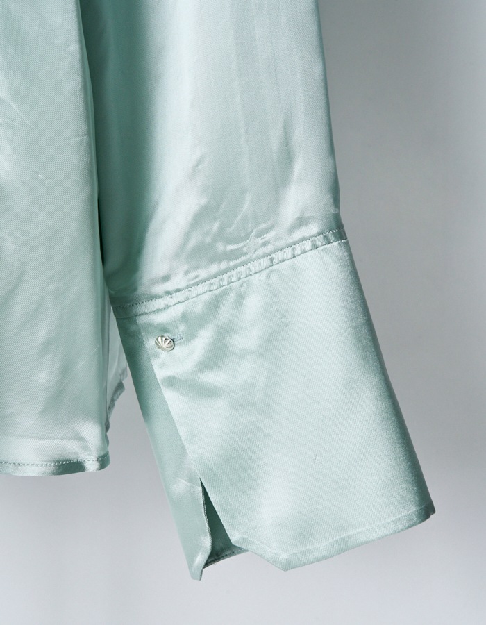 Tapa Pattern Embroidery Shirt / mint