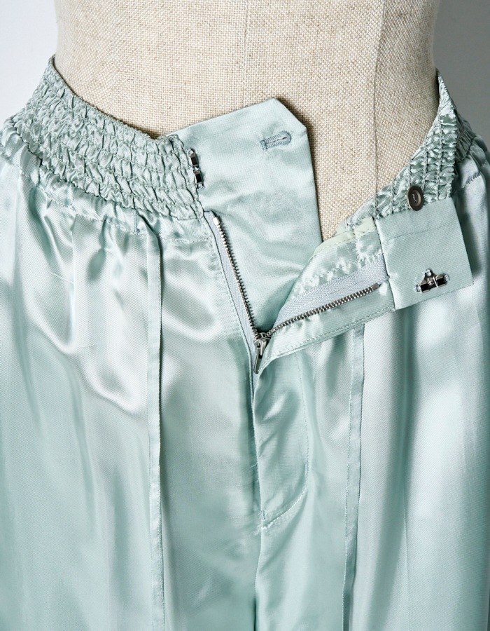 Tapa Pattern Embroidery Trousers / mint