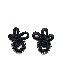 Flower Bond Yarn Pierced Earrings / black