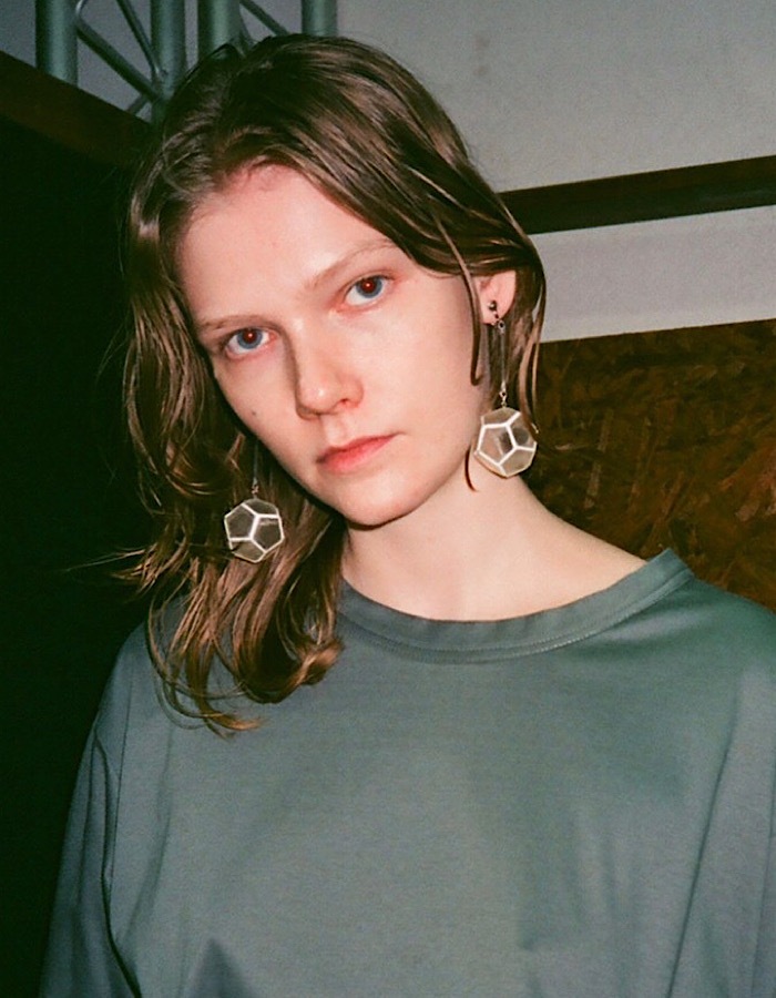 Dodecahedron Pierced Earrings / clear