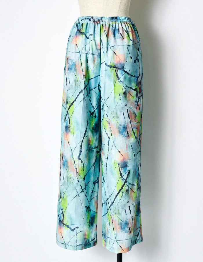 "Hidamari" Paint Trousers / blue