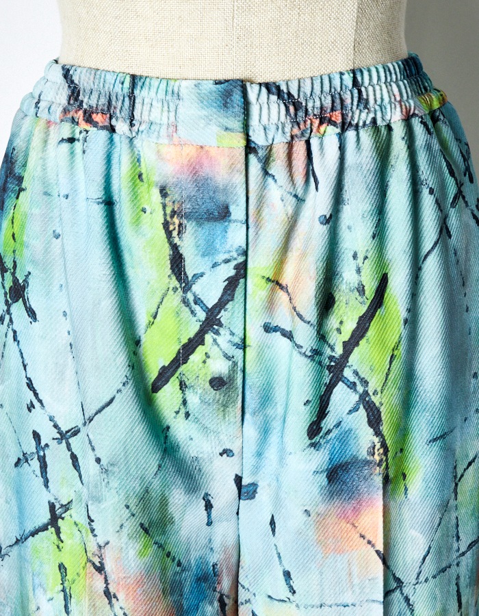 "Hidamari" Paint Trousers / blue