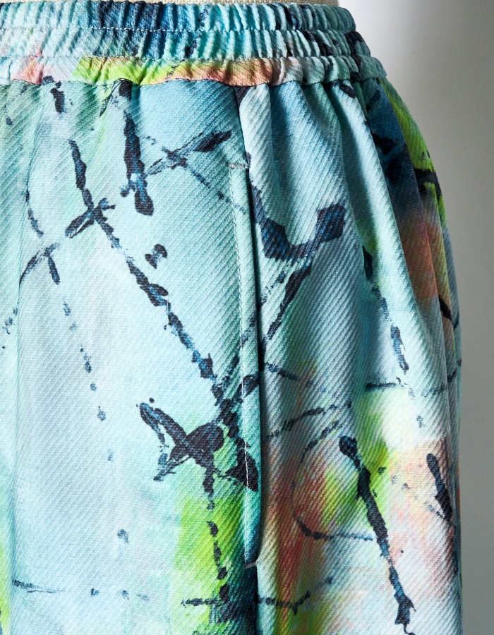 "Hidamari" Paint Trousers / blue