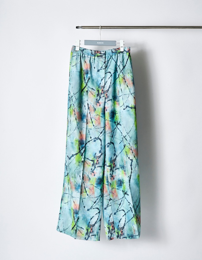 "Hidamari" Paint Trousers / blue