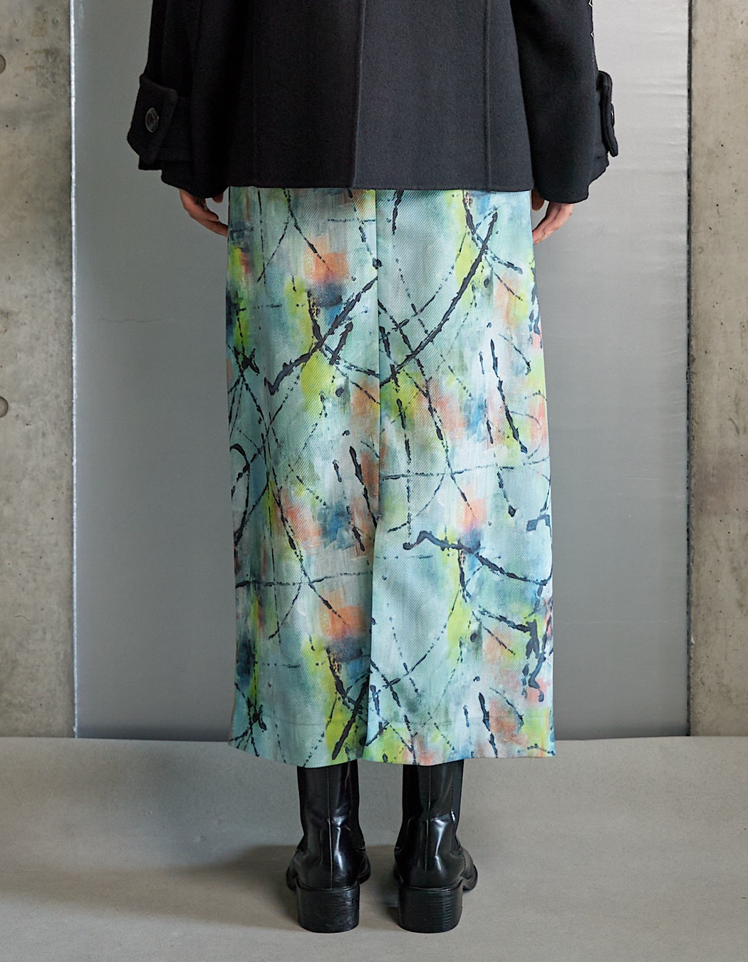"Hidamari" Paint Skirt / blue