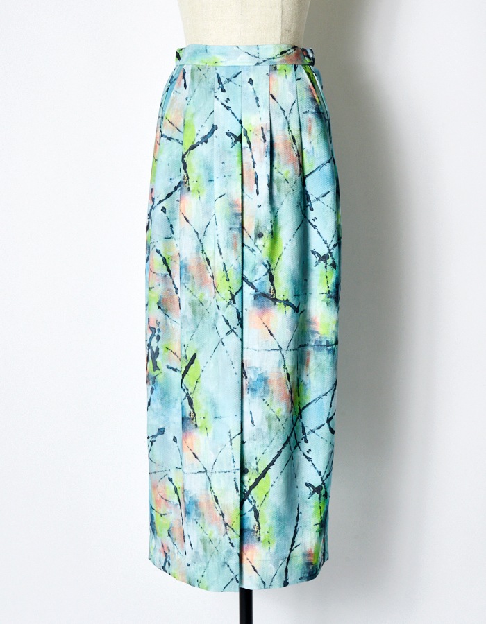"Hidamari" Paint Skirt / blue