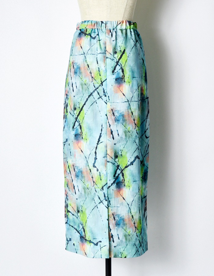 "Hidamari" Paint Skirt / blue