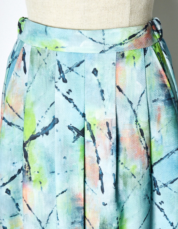 "Hidamari" Paint Skirt / blue