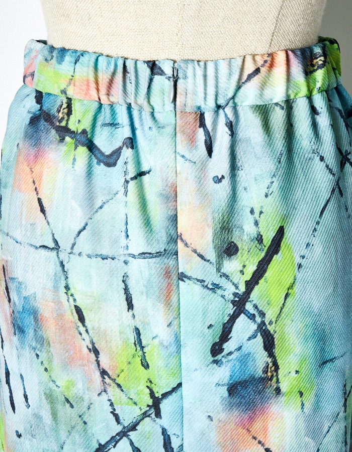 "Hidamari" Paint Skirt / blue