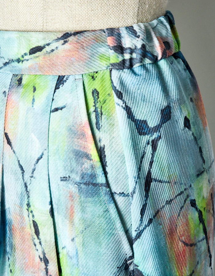 "Hidamari" Paint Skirt / blue