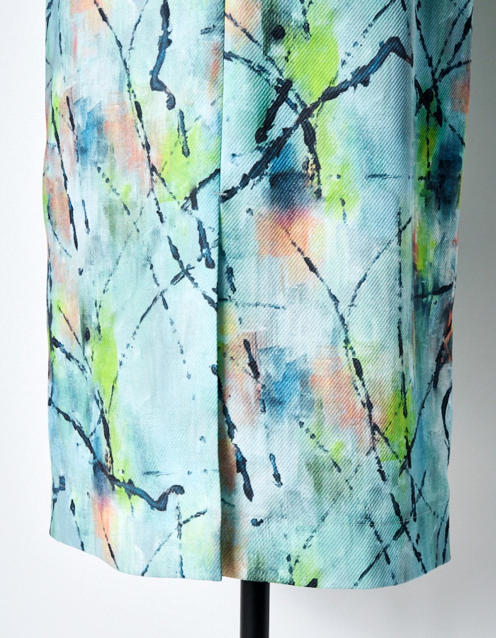 "Hidamari" Paint Skirt / blue