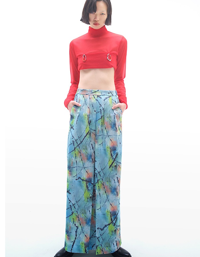 "Hidamari" Paint Skirt / blue