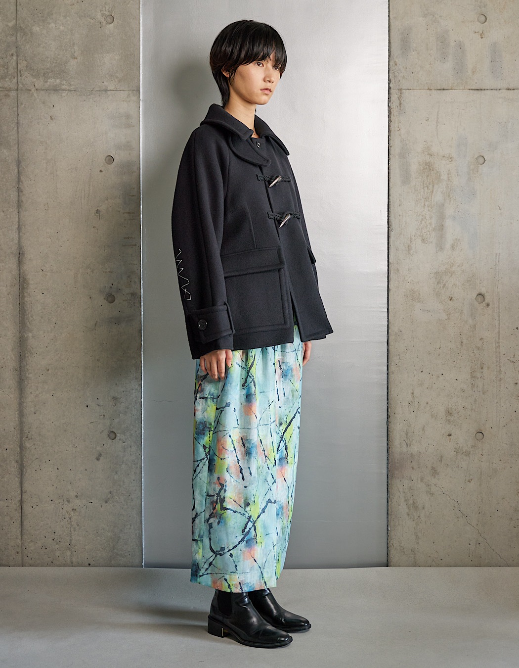 "Hidamari" Paint Skirt / blue