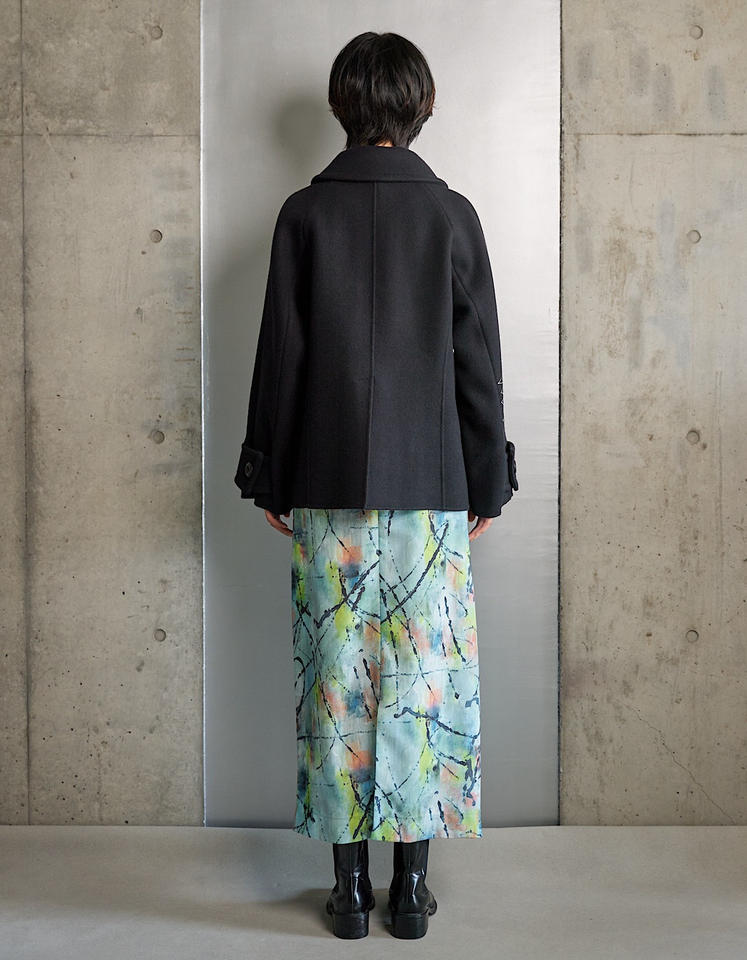"Hidamari" Paint Skirt / blue