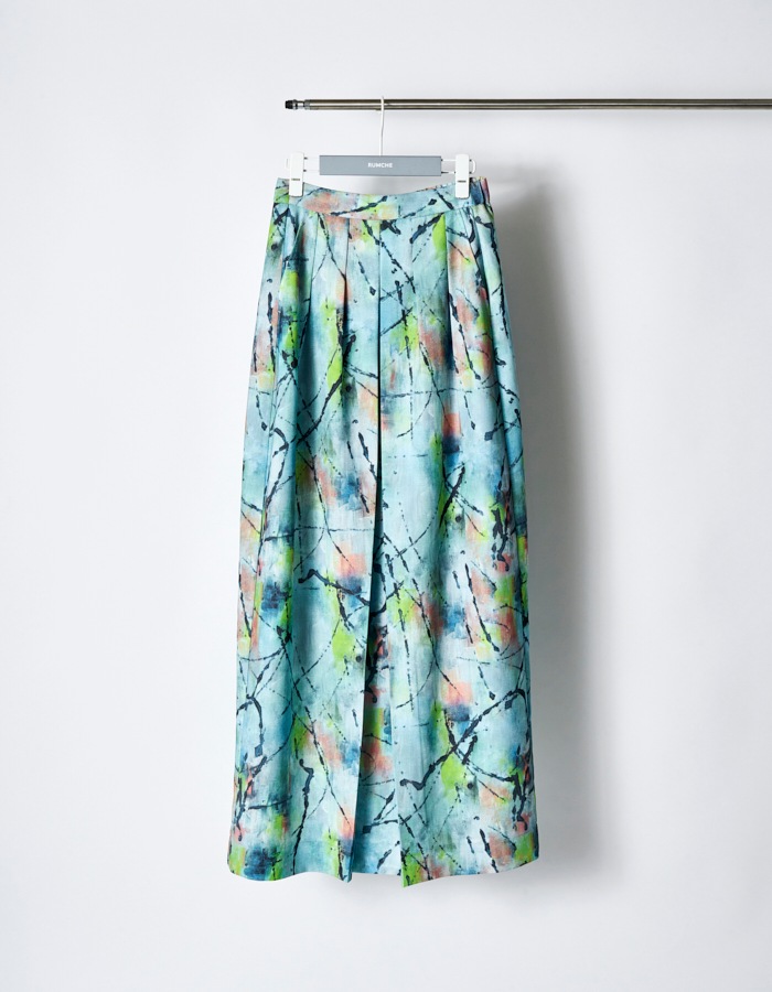 "Hidamari" Paint Skirt / blue