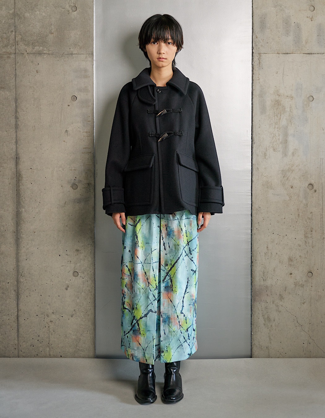 "Hidamari" Paint Skirt / blue