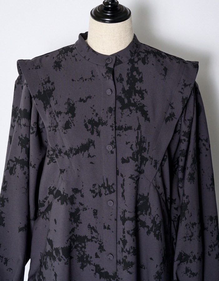 Abstract Paint Dress / charcoal gray