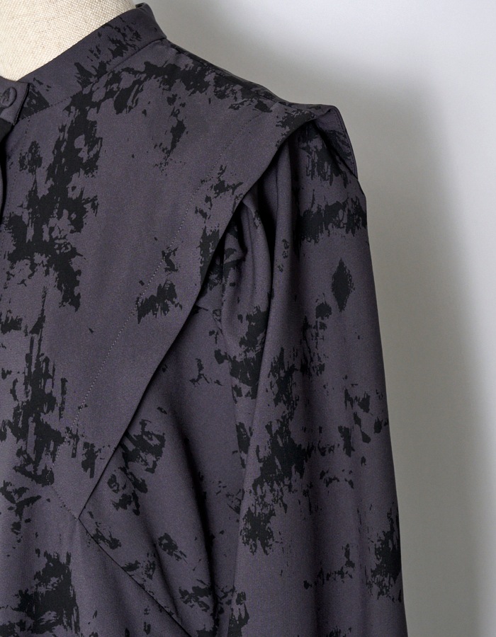 Abstract Paint Dress / charcoal gray