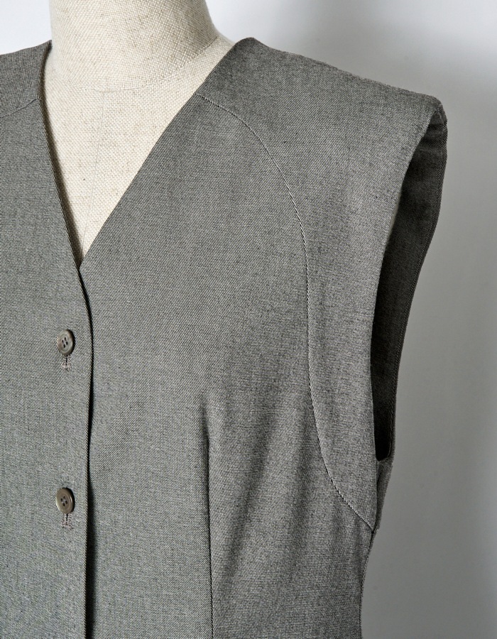 V-neck Straight Dress / gray