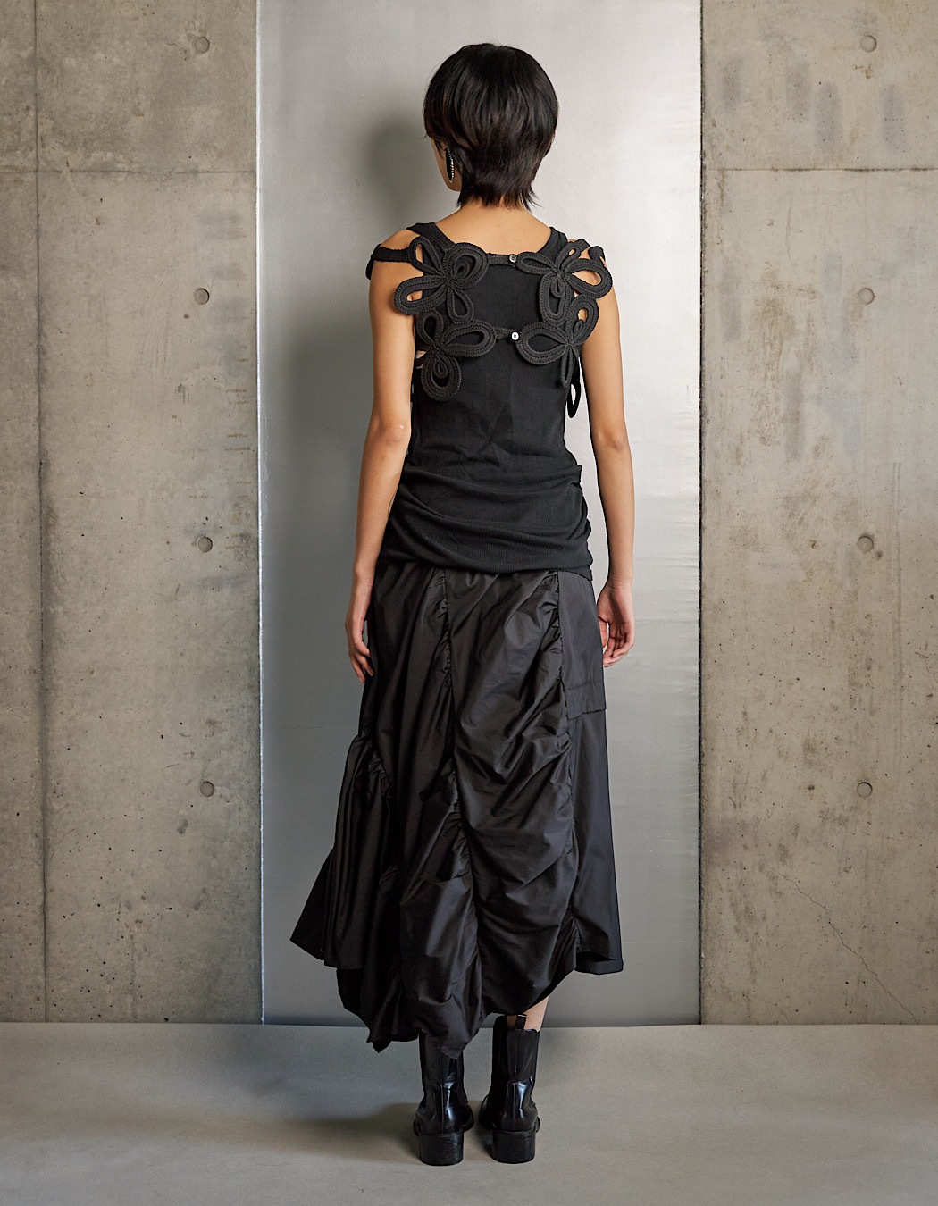 Typewriter Gathered Skirt / black