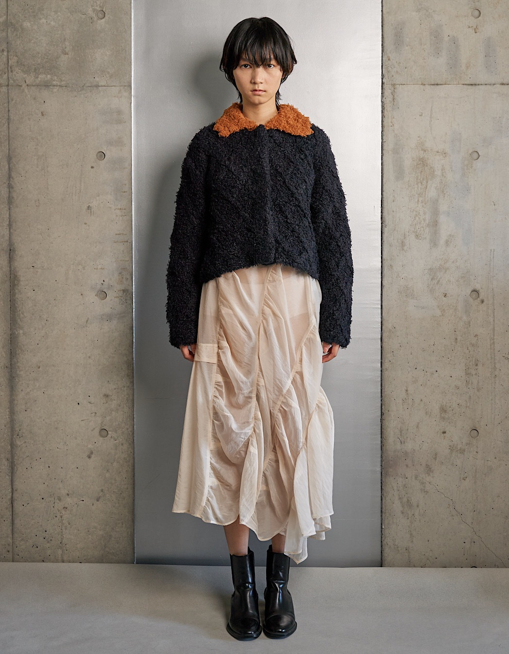 Sheer Gathered Skirt / ecru