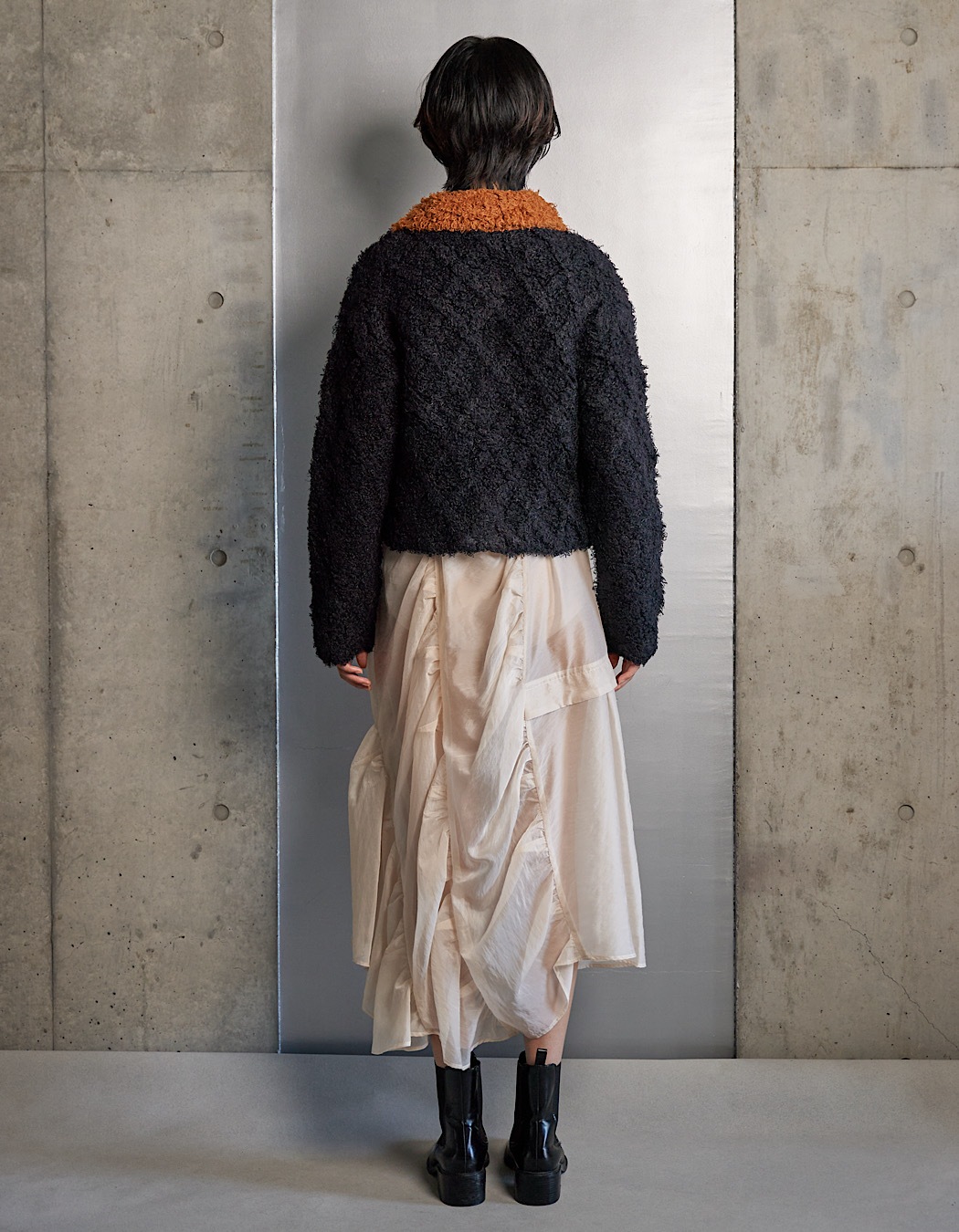 Sheer Gathered Skirt / ecru