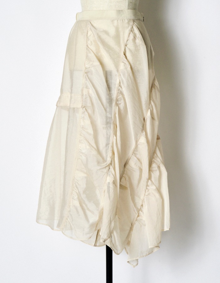 Sheer Gathered Skirt / ecru