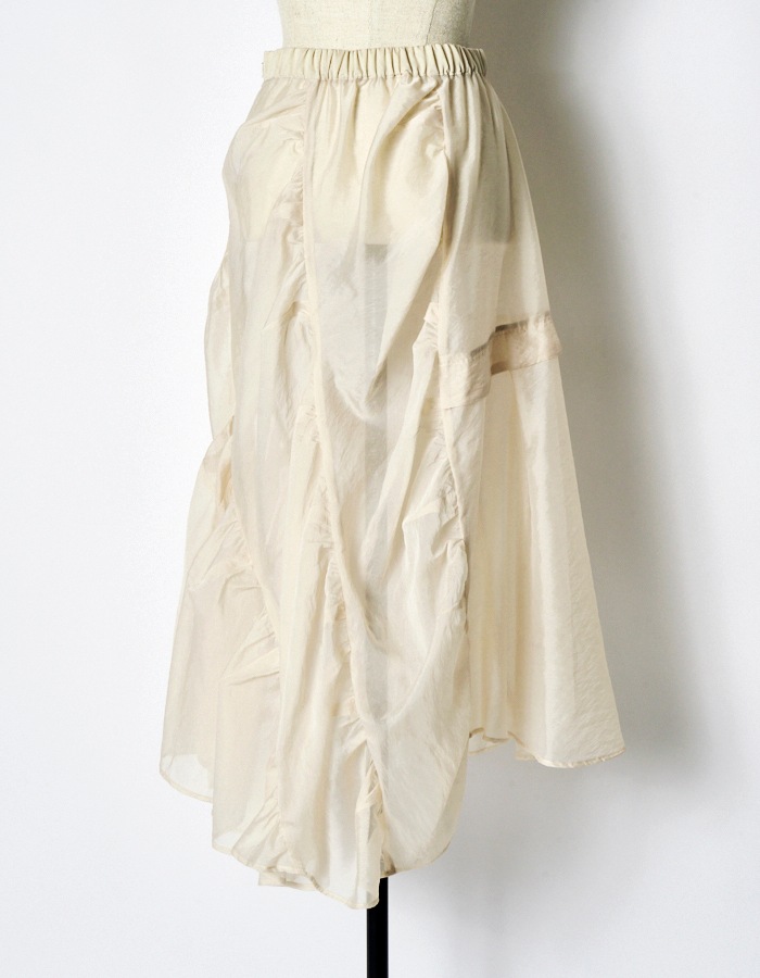 Sheer Gathered Skirt / ecru