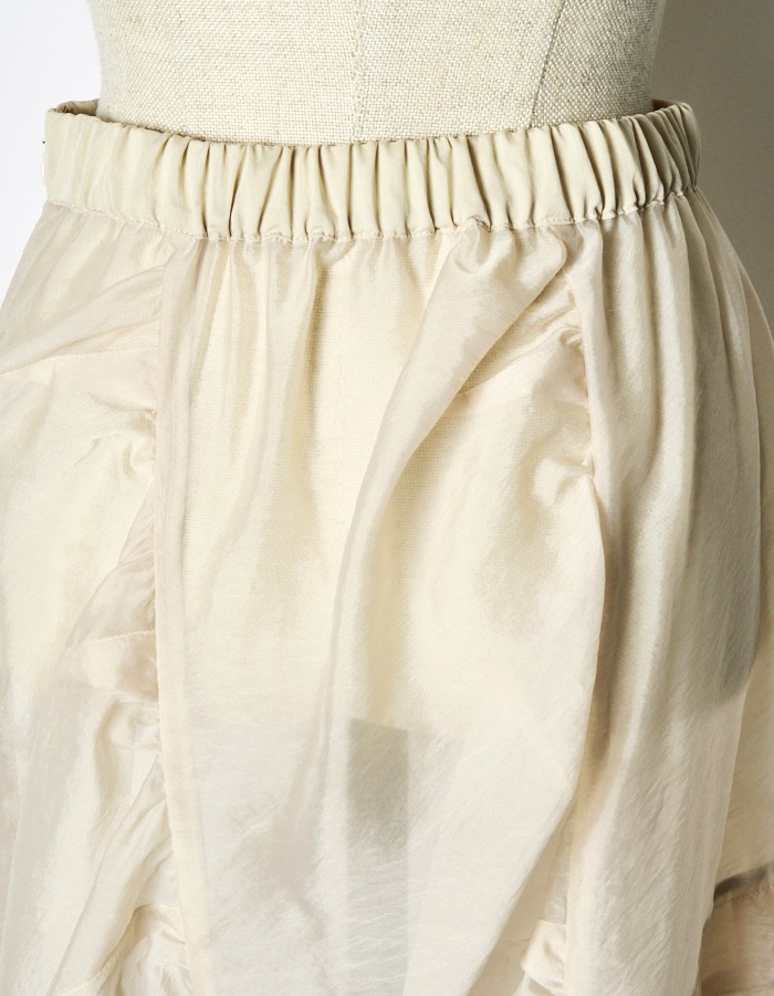 Sheer Gathered Skirt / ecru