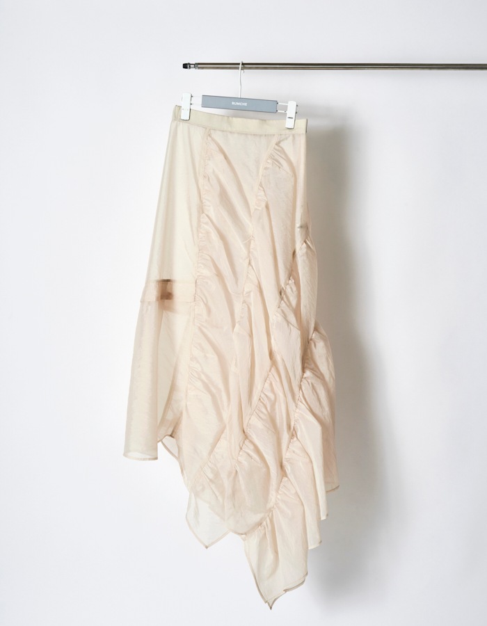 Sheer Gathered Skirt / ecru