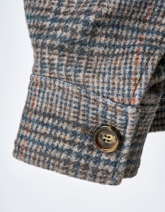 Check Sliver Knit Blouson / brown