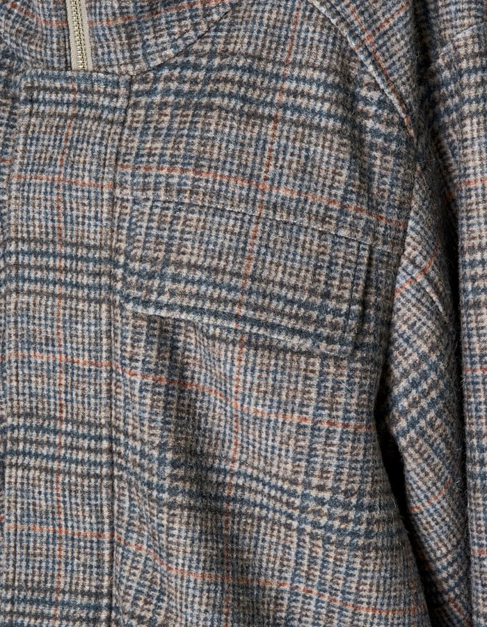 Check Sliver Knit Blouson / brown