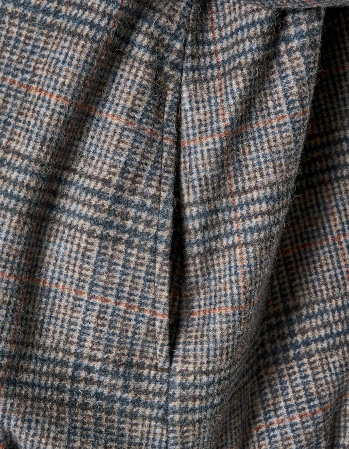 Check Sliver Knit Blouson / brown