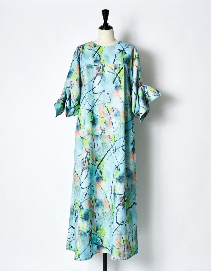 "Hidamari" Paint Dress / blue