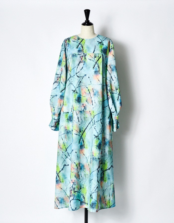 "Hidamari" Paint Dress / blue