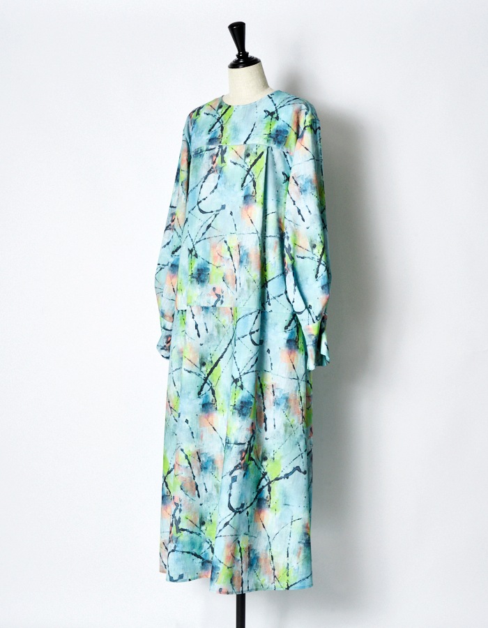 "Hidamari" Paint Dress / blue